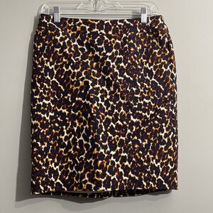 Merona Womens Animal Print Mini Skirt Size 6 Stretch A-Line Preppy Casual Office